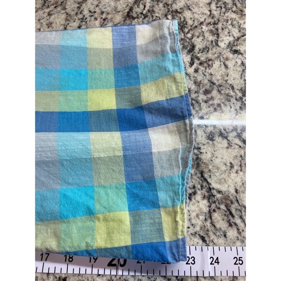 Bobeau Y2K Plaid Cold Shoulder Ruffle Top L Blue Yellow Preppy Boho Chic - Picture 7 of 7